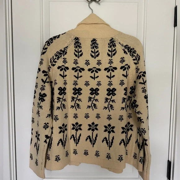 THE GREAT. The Garden Lodge Cotton Cream and Black Floral Cardigan - Picture 4 of 10